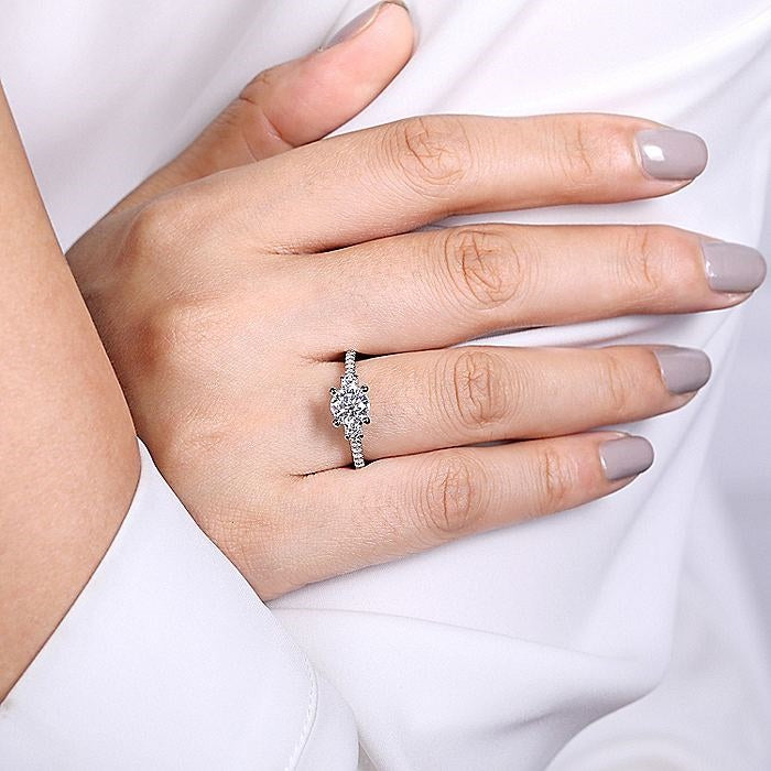 14K White Gold Chantal Three Stone Round Diamond Engagement Ring