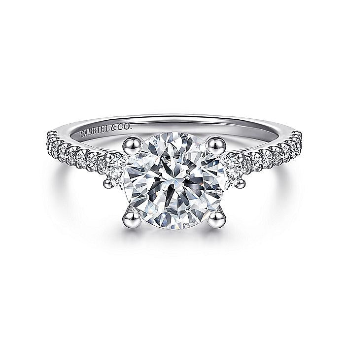 14K White Gold Chantal Three Stone Round Diamond Engagement Ring