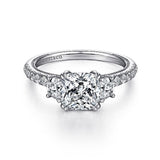 14K White Gold Aloise Three Stone Cushion Diamond Engagement Ring