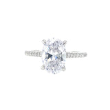 14K White Gold Aline Round Diamond Hidden Halo Engagement Ring