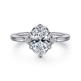 14K White Gold Blaise Three Stone Oval Diamond Engagement Ring