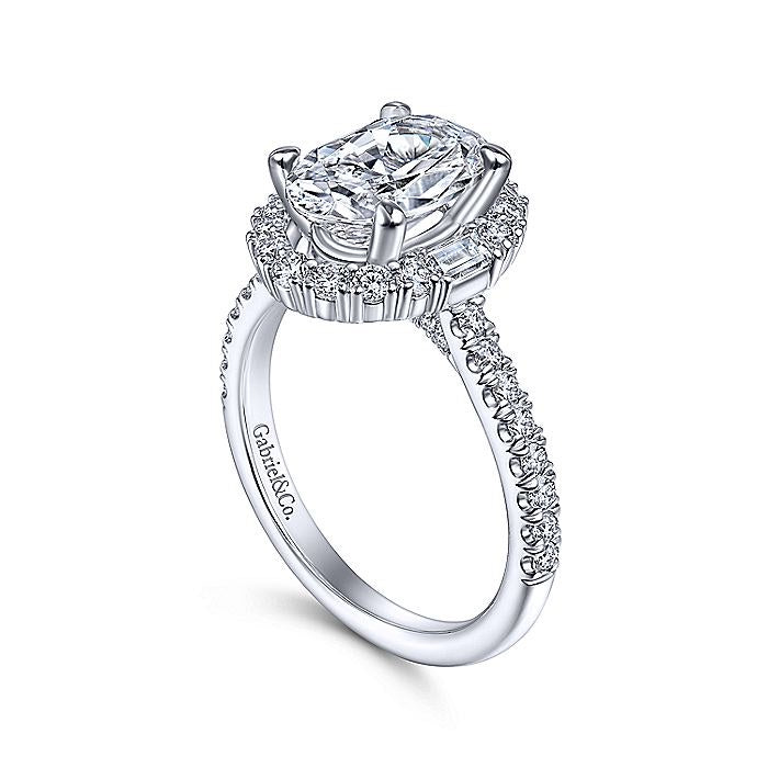 14K White Gold Hamilton Oval Halo Diamond Engagement Ring