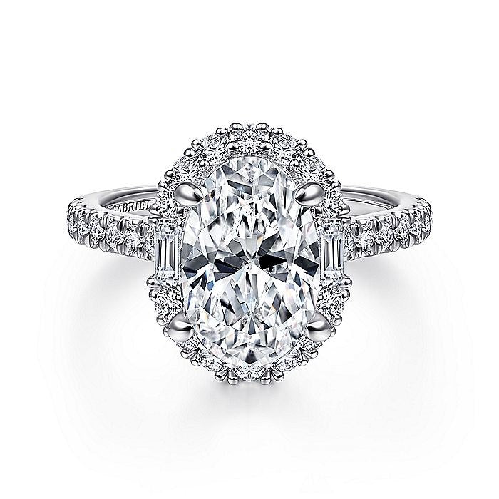 14K White Gold Hamilton Halo Oval Diamond Engagement Ring