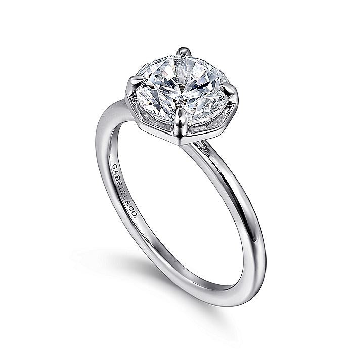 14K White Gold Cassi Hidden Halo Round Diamond Engagement Ring