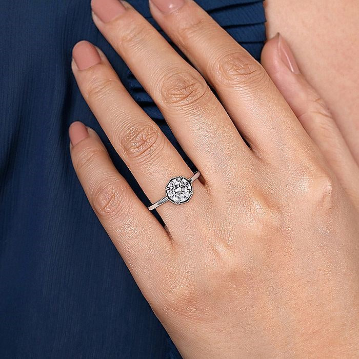 14K White Gold Cassi Hidden Halo Round Diamond Engagement Ring