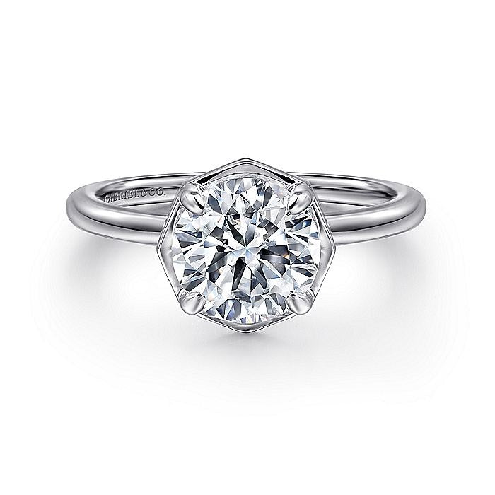 14K White Gold Cassi Hidden Halo Round Diamond Engagement Ring