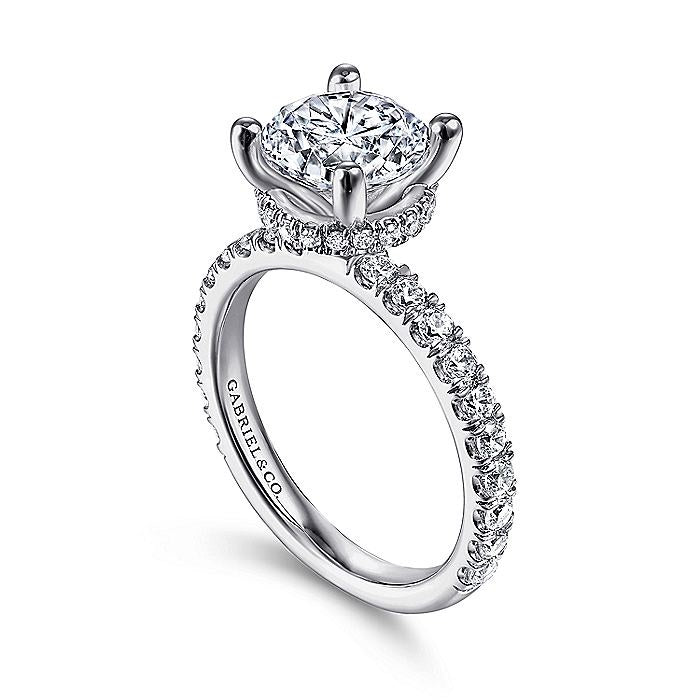 14K White Gold Ellis Hidden Halo Round Diamond Engagement Ring