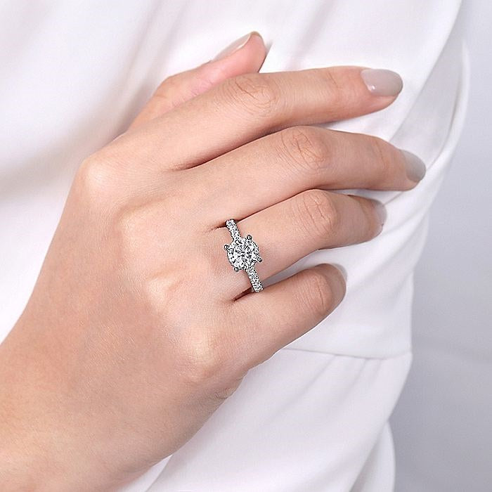 14K White Gold Ellis Hidden Halo Round Diamond Engagement Ring