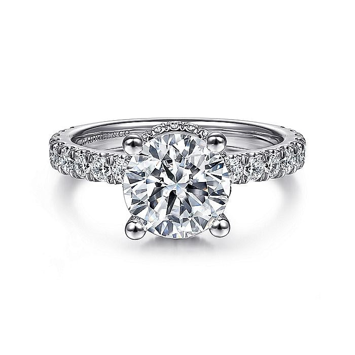 14K White Gold Ellis Hidden Halo Round Diamond Engagement Ring
