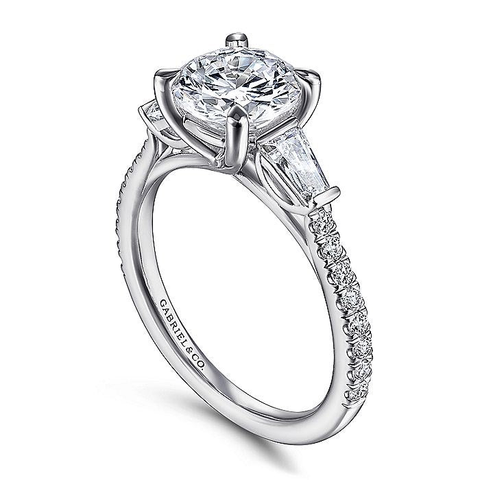 14K White Gold Tierra Three Stone Diamond Engagement Ring