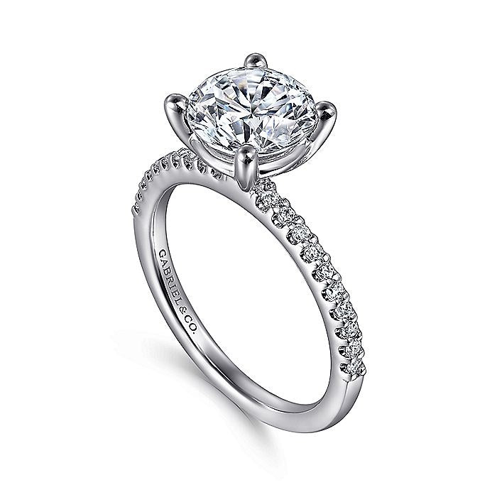 14K White Gold Amata Classic Round Diamond Engagement Ring