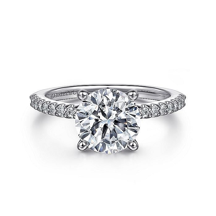 14K White Gold Amata Classic Round Diamond Engagement Ring