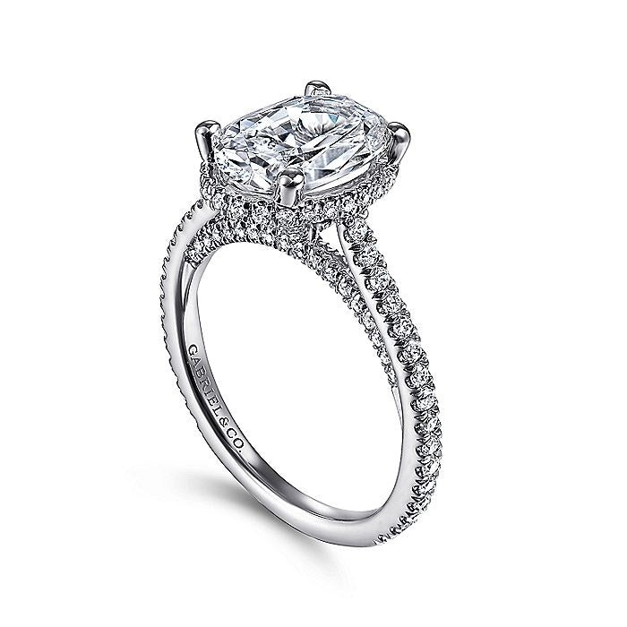 14K White Gold Camden Hidden Halo Oval Diamond Engagement Ring