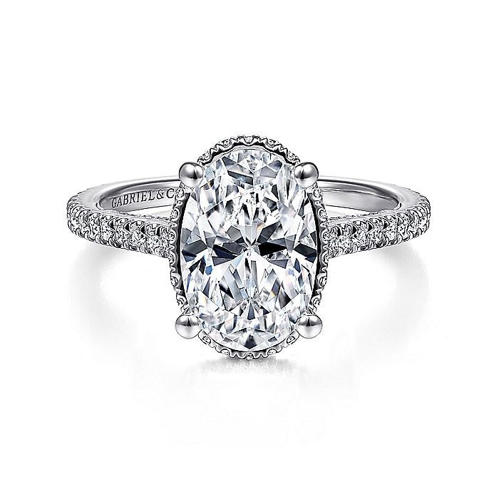 14K White Gold Camden Hidden Halo Oval Diamond Engagement Ring