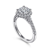14K White Gold Nicia Round Halo Diamond Engagement Ring