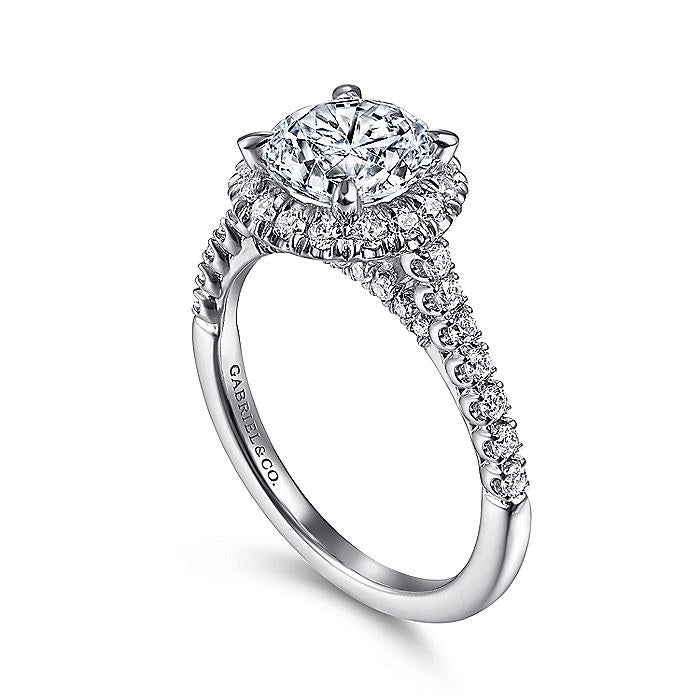 14K White Gold Nicia Halo Round Diamond Engagement Ring