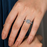 14K White Gold Nicia Round Halo Diamond Engagement Ring