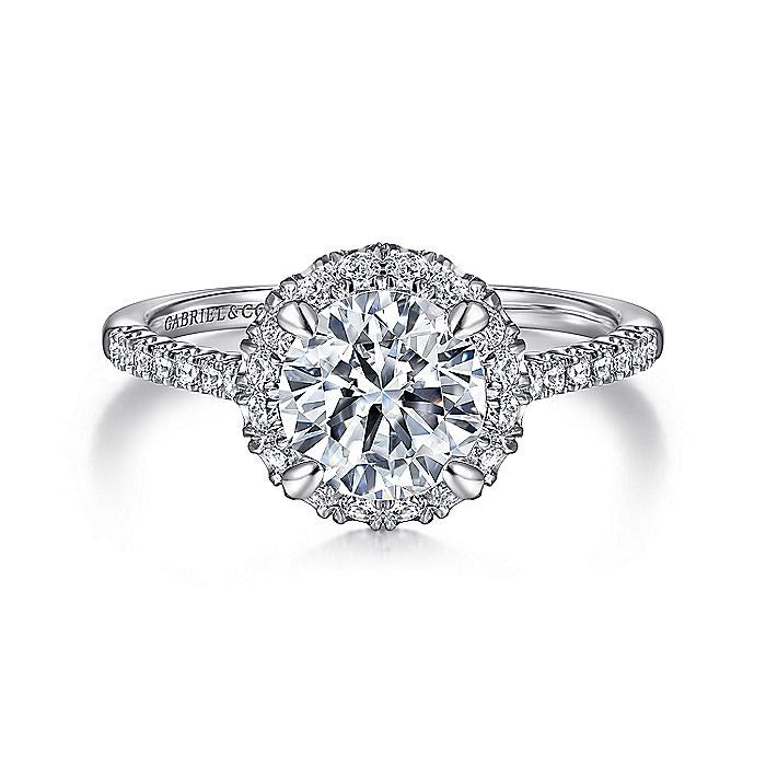 14K White Gold Nicia Halo Round Diamond Engagement Ring