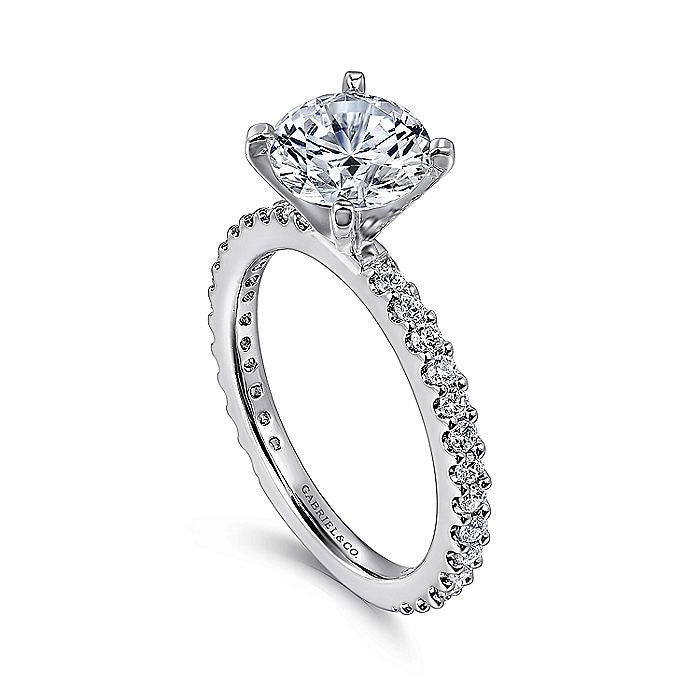 14K White Gold Logan Classic Round Natural Diamonds Engagement Ring