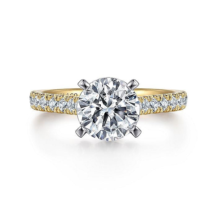 14K Yellow And White Gold Erica Classic Round Diamond Engagement Ring