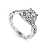 14K White Gold Courtney Round Twisted Diamond Engagement Ring