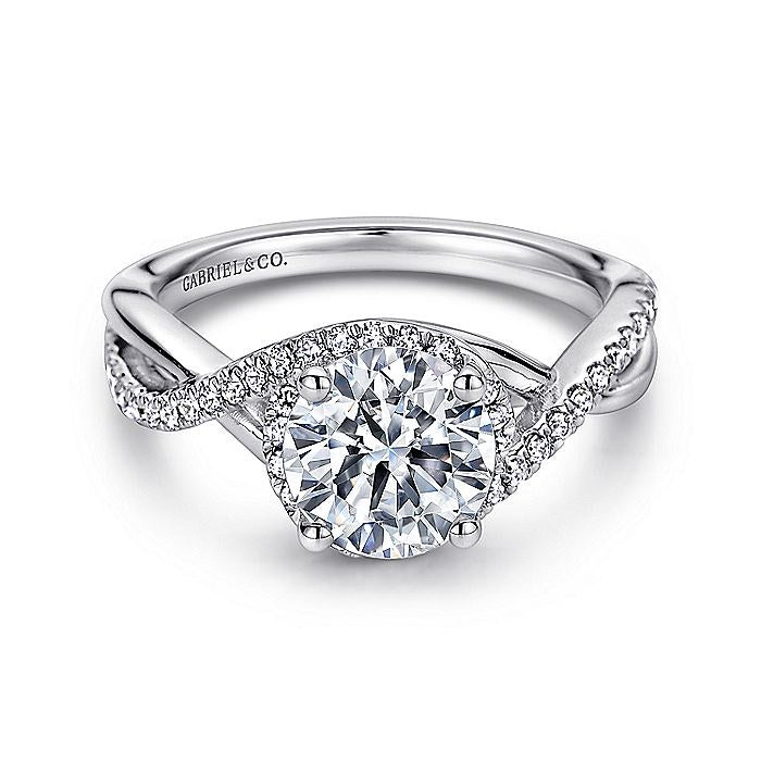 14K White Gold Courtney Round Twisted Diamond Engagement Ring