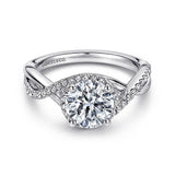 14K White Gold Courtney Round Twisted Diamond Engagement Ring