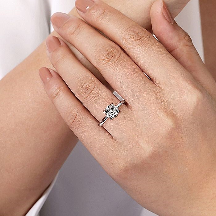 14K White Gold Daniele Round Diamond Hidden Halo Engagement Ring