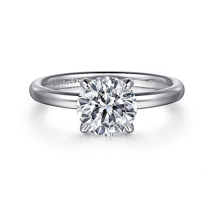 14K White Gold Daniele Round Diamond Hidden Halo Engagement Ring
