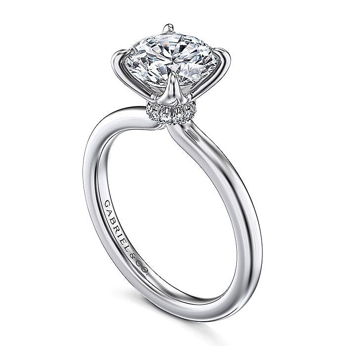 14K White Gold Evelynn Solitaire Round Natural Diamonds Engagement Ring