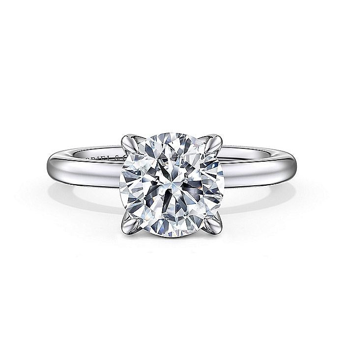 14K White Gold Evelynn Solitaire Round Natural Diamonds Engagement Ring