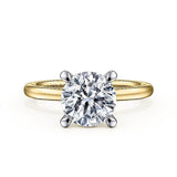 14K Yellow And White Gold Cari Hidden Halo Round Diamond Engagement Ring