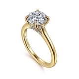 14K Yellow Gold Ericka Hidden Halo Round Natural Diamonds Engagement Ring