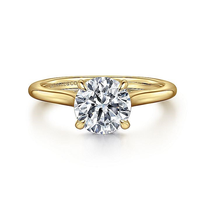 14K Yellow Gold Ericka Round Diamond Hidden Halo Engagement Ring