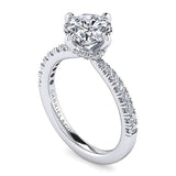 14K White Gold Ada Classic Round Natural Diamonds Engagement Ring