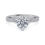 14K White Gold Ada Classic Round Natural Diamonds Engagement Ring