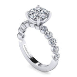 14K White Gold Silvey Classic Single Prong Round Diamond Engagement Ring