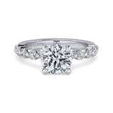 14K White Gold Silvey Classic Single Prong Round Diamond Engagement Ring