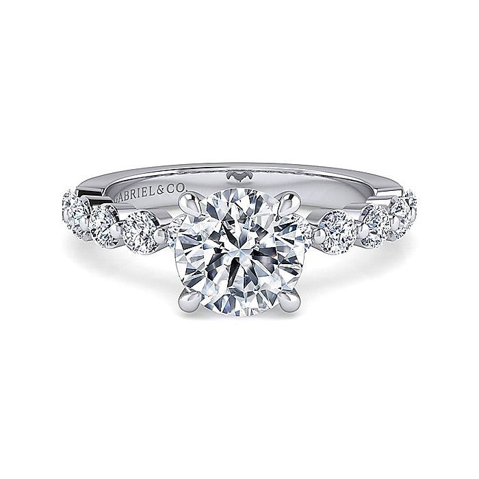 14K White Gold Silvey Classic Single Prong Round Diamond Engagement Ring