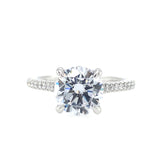 14K White Gold Aline Round Diamond Hidden Halo Engagement Ring