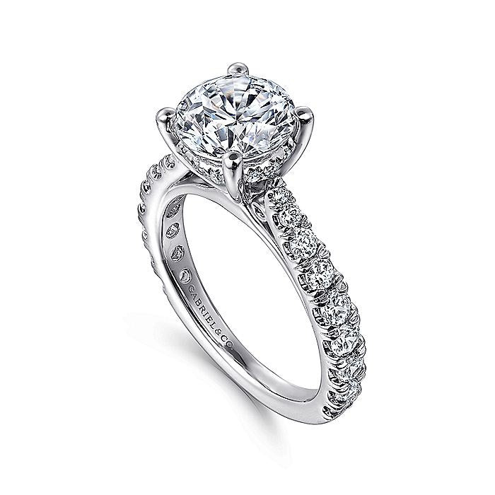14K White Gold Avery Classic Round Diamond Engagement Ring