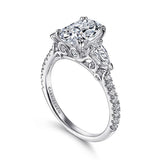 14K White Gold Sookie Three Stone Oval Diamond Engagement Ring