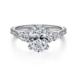 14K White Gold Sookie Three Stone Oval Diamond Engagement Ring