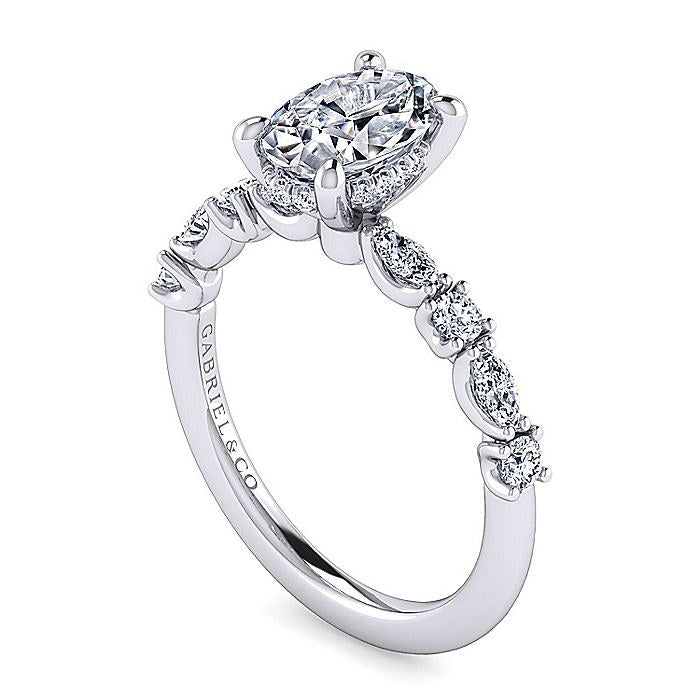 14K White Gold Juliet Oval Diamond Engagement Ring