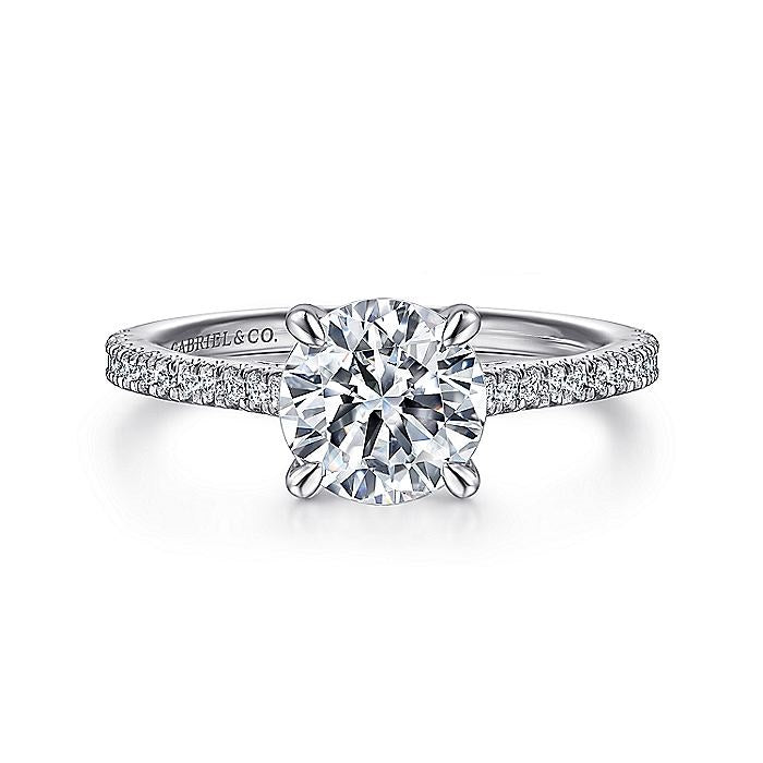 14K White Gold Abbie Classic Round Diamond Engagement Ring