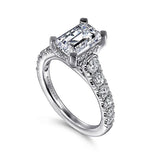 14K White Gold Piper Hidden Halo Emerald Cut Diamond Engagement Ring