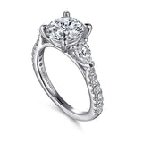 14K White Gold Abina Three Stone Round Diamond Engagement Ring