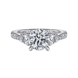 14K White Gold Abina Three Stone Round Diamond Engagement Ring