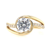 14K Yellow Gold Lucca Bypass Round Diamond Engagement Ring