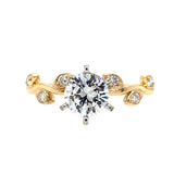 14K Yellow And White Gold Branch Motif Diamond Engagement Ring